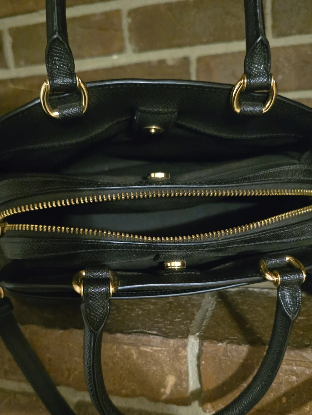 Coach 91146 Mini Lillie Carryall Black Crossgrain Leather Satchel Crossbody Bag